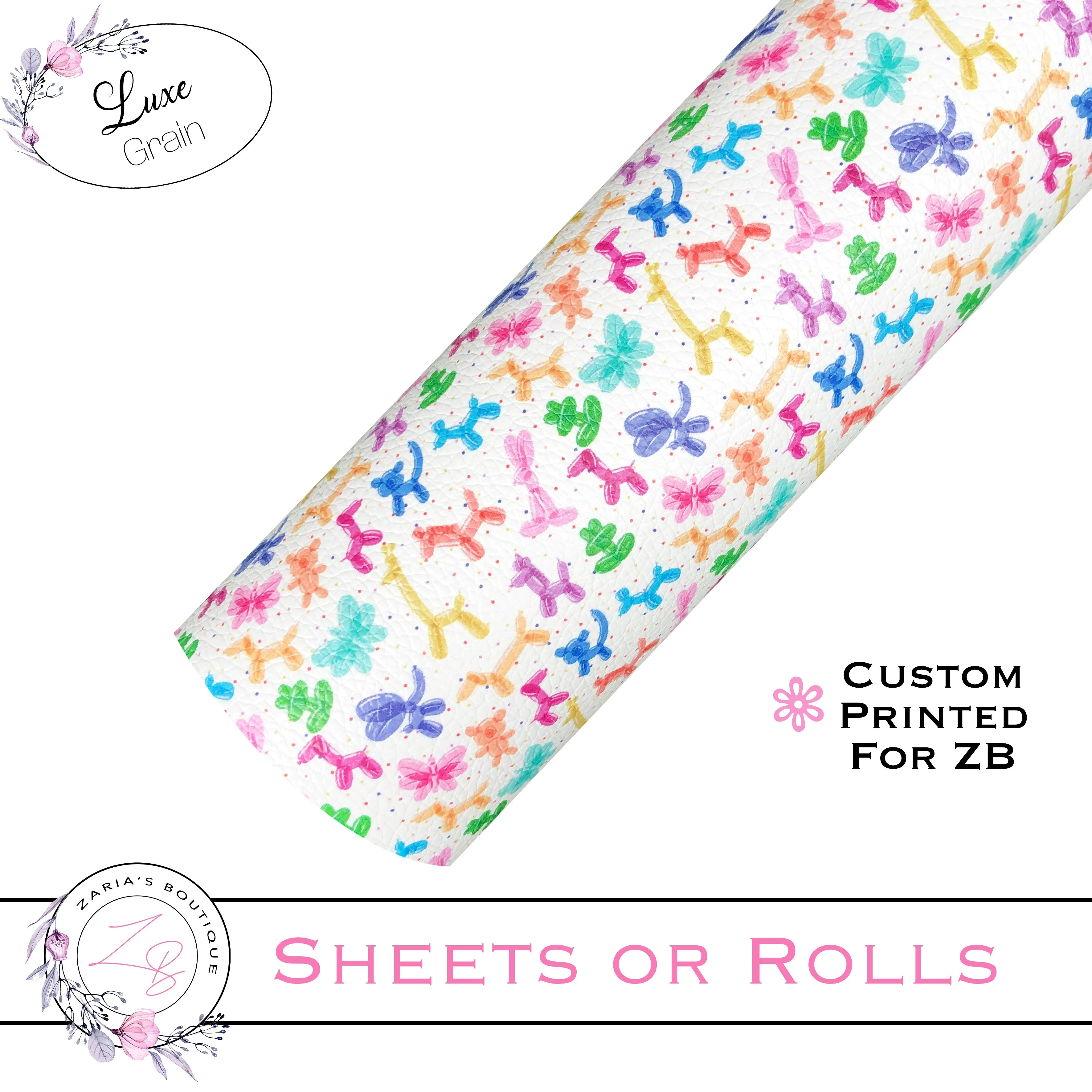 ⋅  Balloon Animals ⋅ Custom Luxe Vegan Faux Leather ⋅ Sheets or Rolls! ⋅