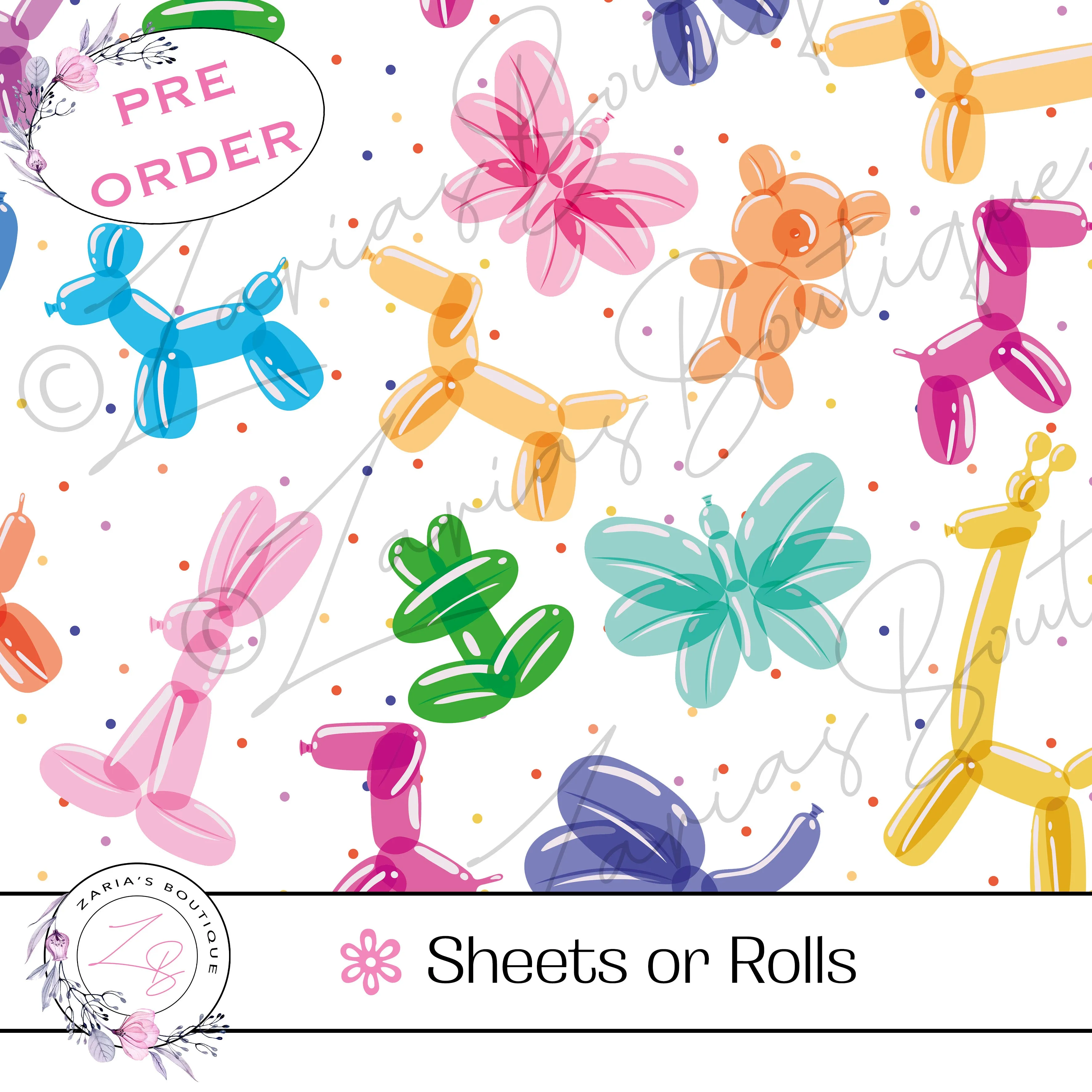 ⋅  Balloon Animals ⋅ Custom Luxe Vegan Faux Leather ⋅ Sheets or Rolls! ⋅