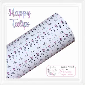 ⋅ Happy Tulips ⋅ Custom Printed Premium Vegan Faux Leather ⋅ 