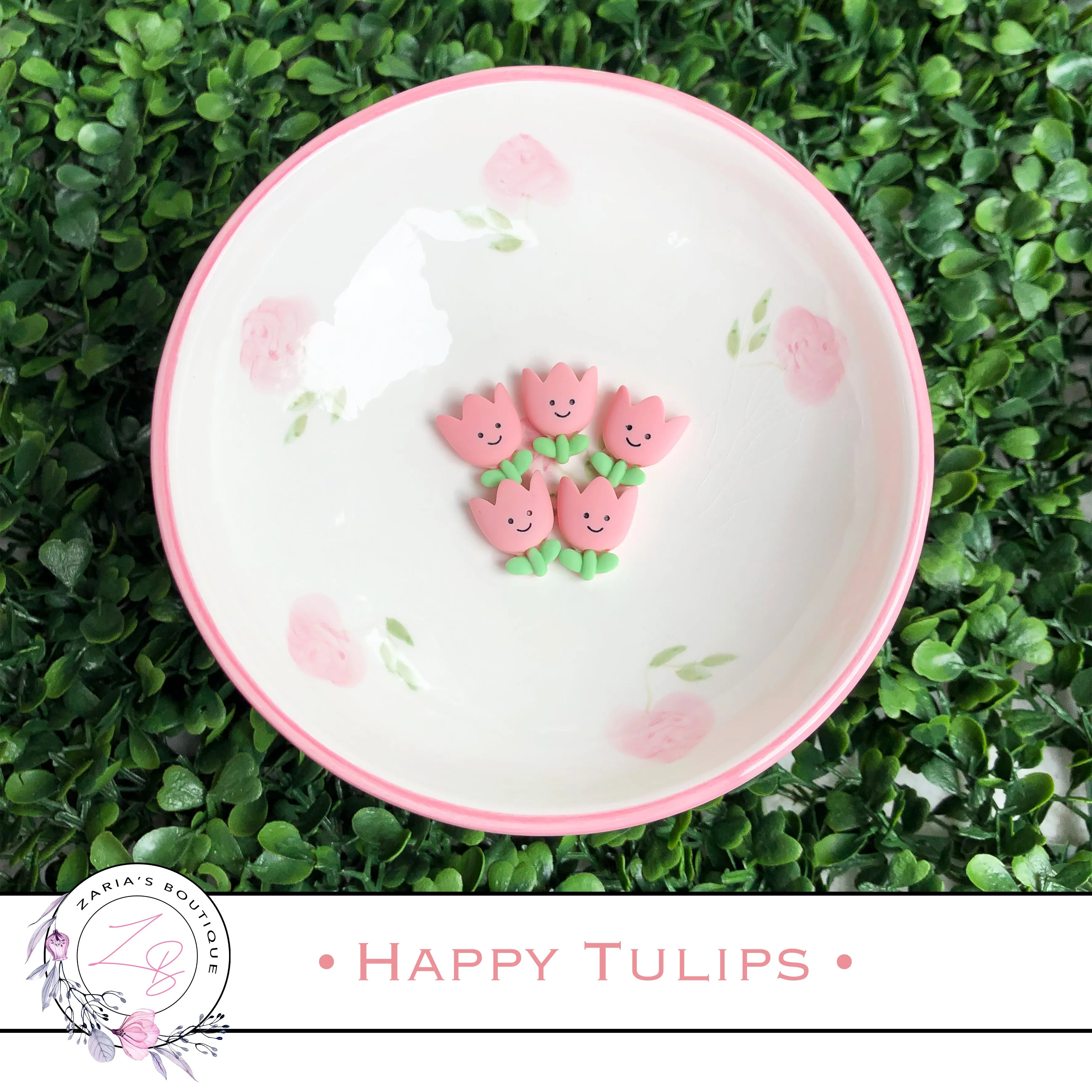 ⋅ Happy Tulips ⋅ Custom Printed Premium Vegan Faux Leather ⋅ 