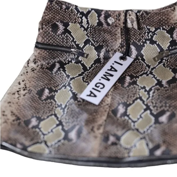 🅽🅴🆆 𝗜.𝗔𝗠.𝗚𝗜𝗔 jagger mini skirt faux brown snakeskin, XS