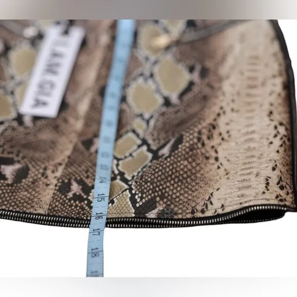 🅽🅴🆆 𝗜.𝗔𝗠.𝗚𝗜𝗔 jagger mini skirt faux brown snakeskin, XS