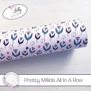 ⋅ Pretty Maids All In A Row ⋅ Black & White Floral Blue Pink Flowers ⋅ Vegan Faux Leather ⋅