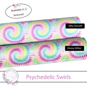 ⋅ Psychedelic Swirl ⋅ 2 Textures ⋅ Smooth & Glossy Glitter Vegan Faux Leather ⋅