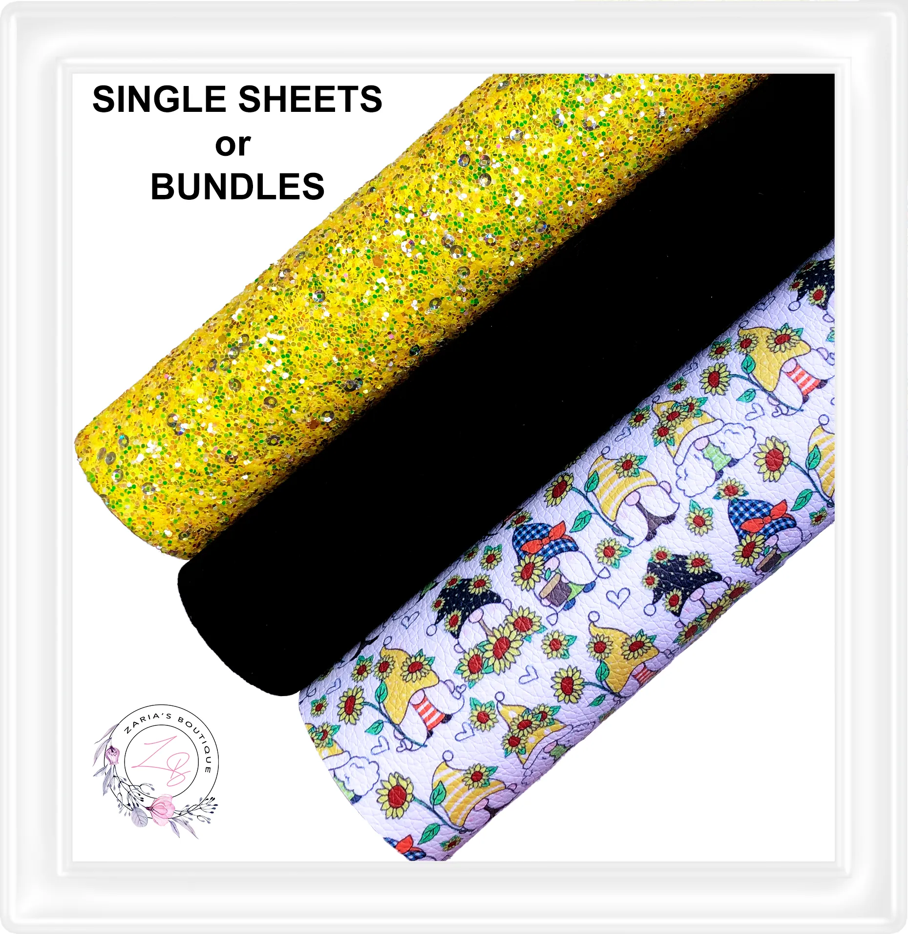 ⋅ Sunflower Gnomes ⋅ Vegan Faux Leather Sheets or Bundle ⋅