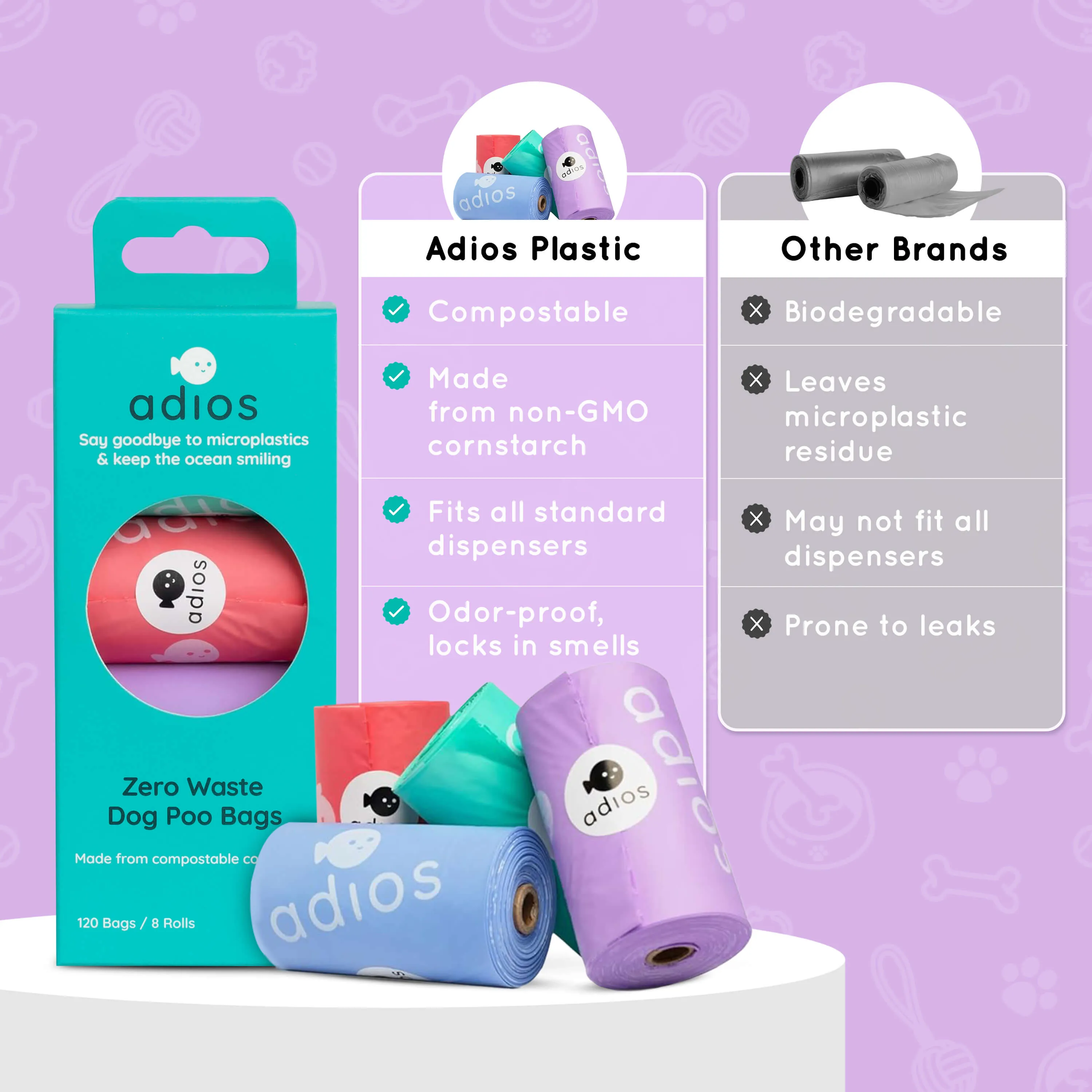 🌈 The Eco Walk Bundle – 240 Bags   Handmade Cork Dispenser