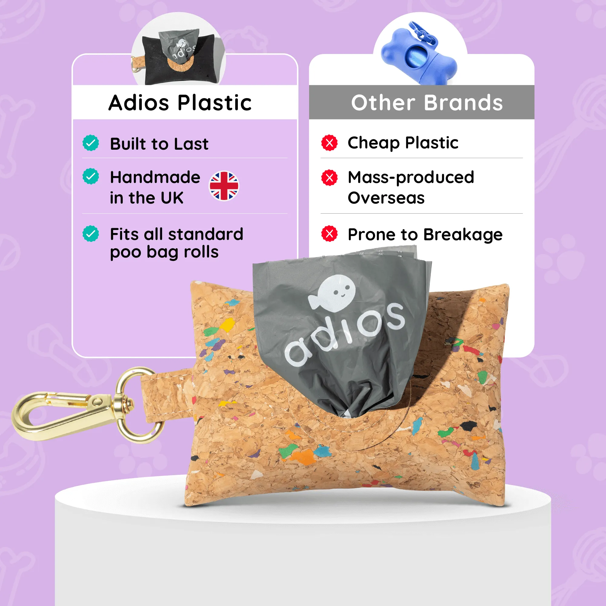 🌈 The Eco Walk Bundle – 240 Bags   Handmade Cork Dispenser