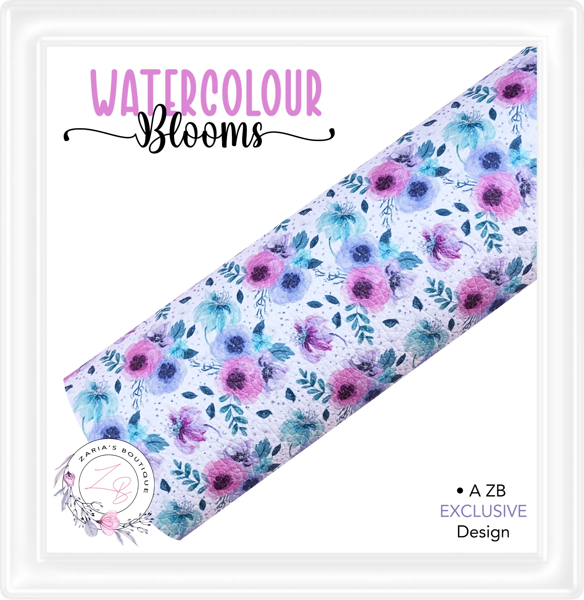 ⋅  Watercolour Blooms ⋅ Exclusive Luxe Vegan Faux Leather ⋅ Sheets or Rolls! ⋅