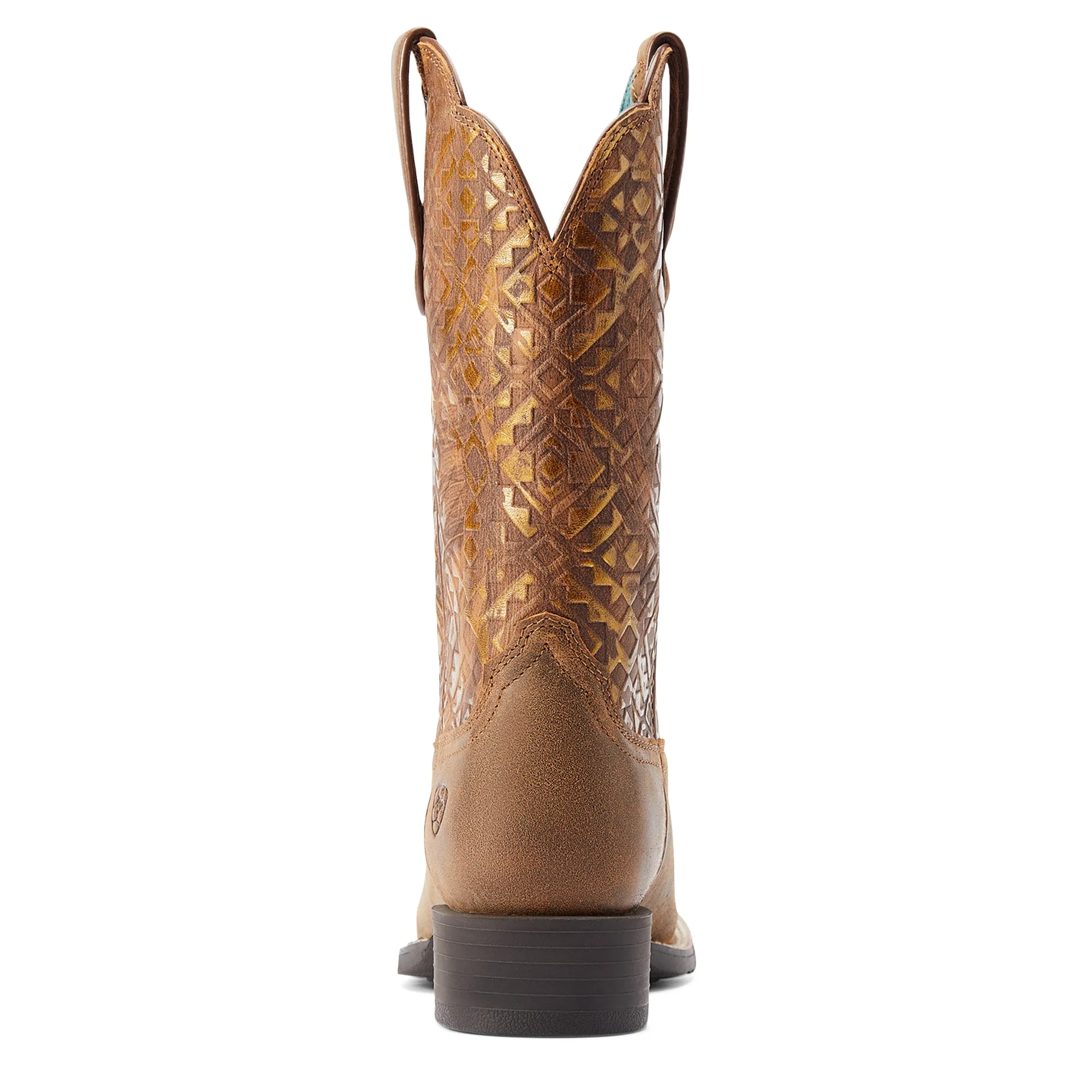 10044431 Ariat Women's Round Up Wide Square Toe Bare brown/ Copper Blanket Emboss
