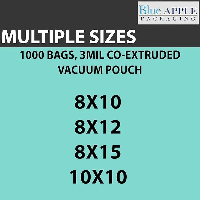 10X10 inches Vacuum Seal Bags for Food Packaging 3 Mil Co-Extruded