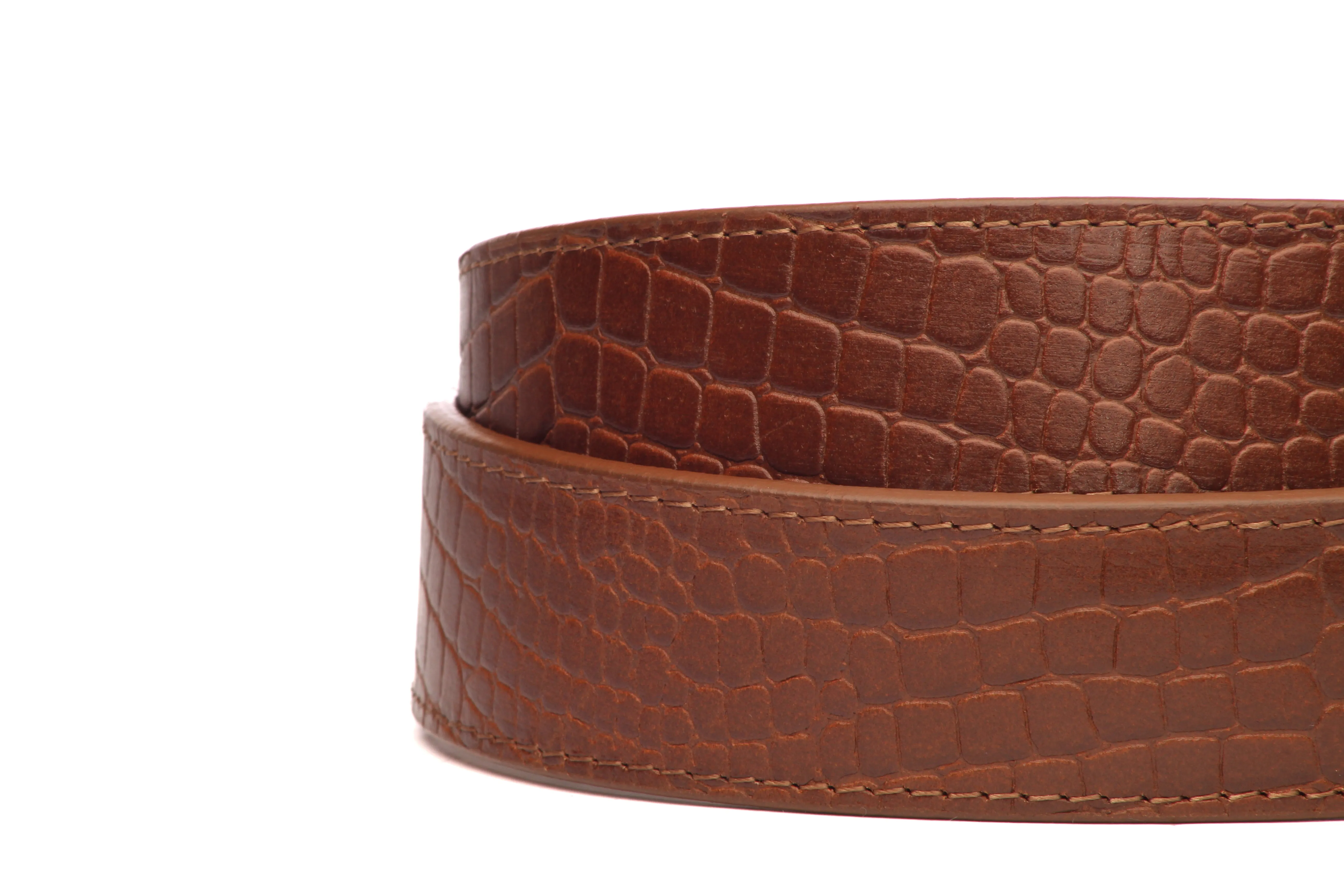 1.5" Light Brown Crocuffalo Vegetable Tanned Leather Strap