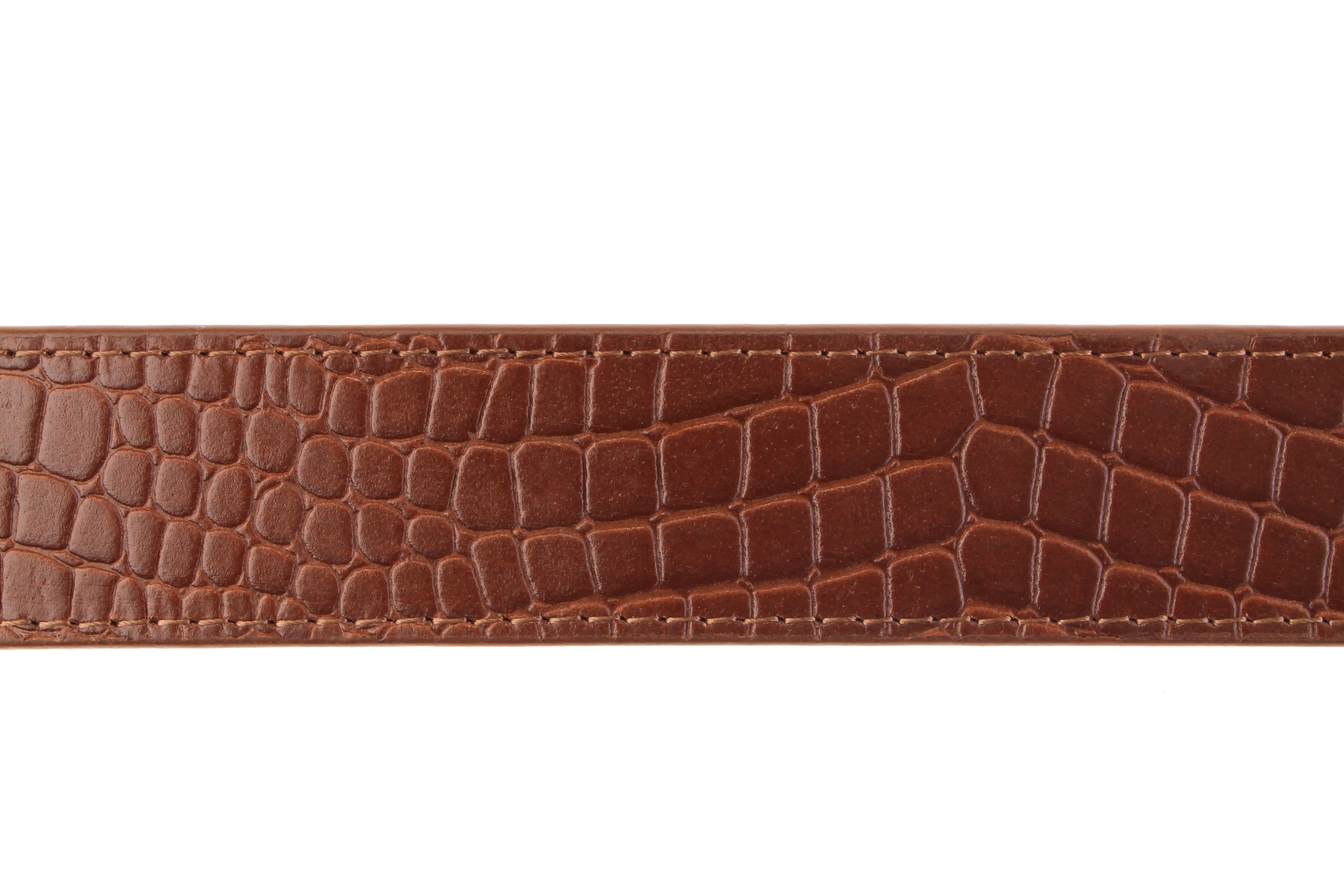 1.5" Light Brown Crocuffalo Vegetable Tanned Leather Strap