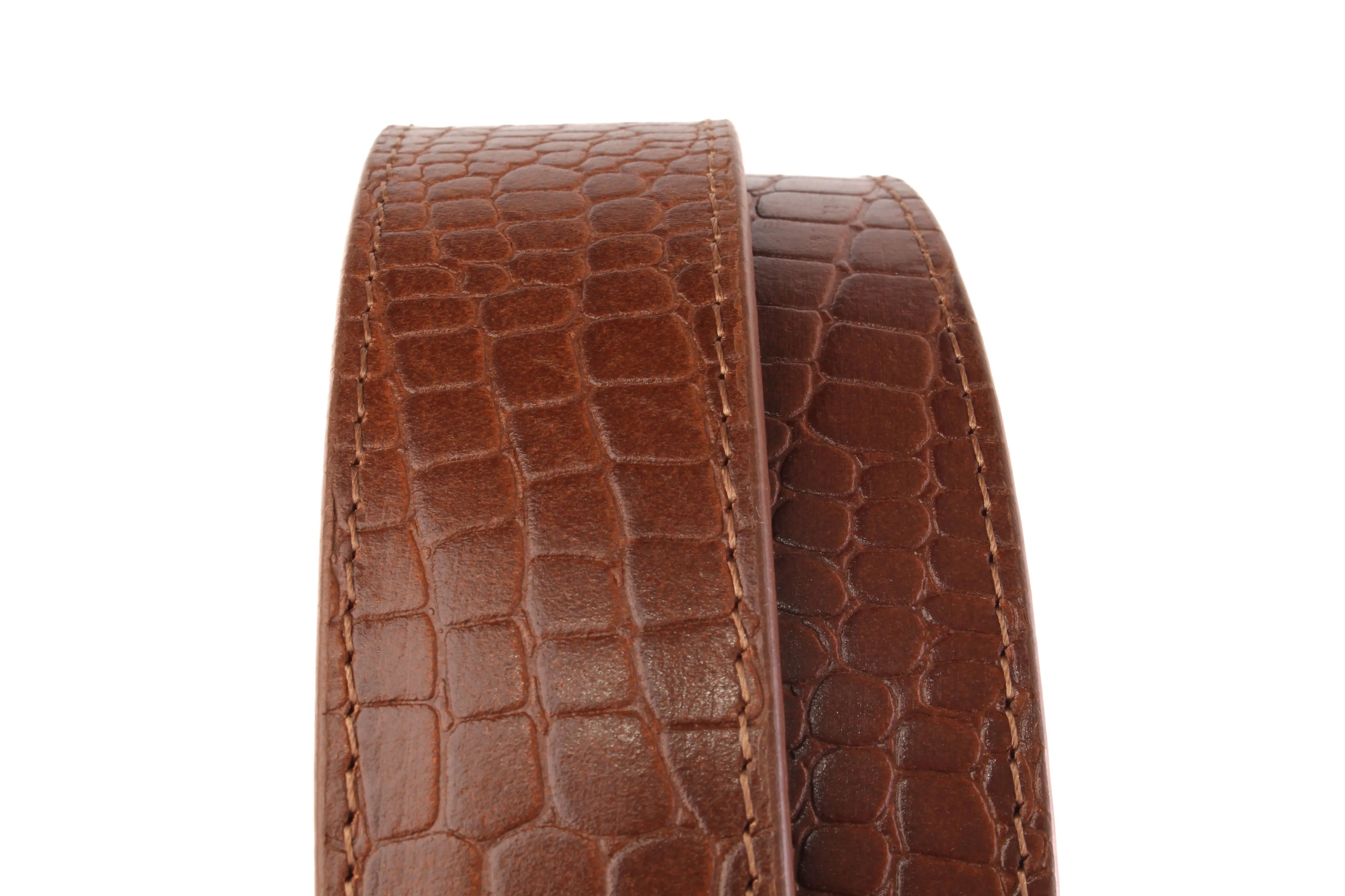 1.5" Light Brown Crocuffalo Vegetable Tanned Leather Strap