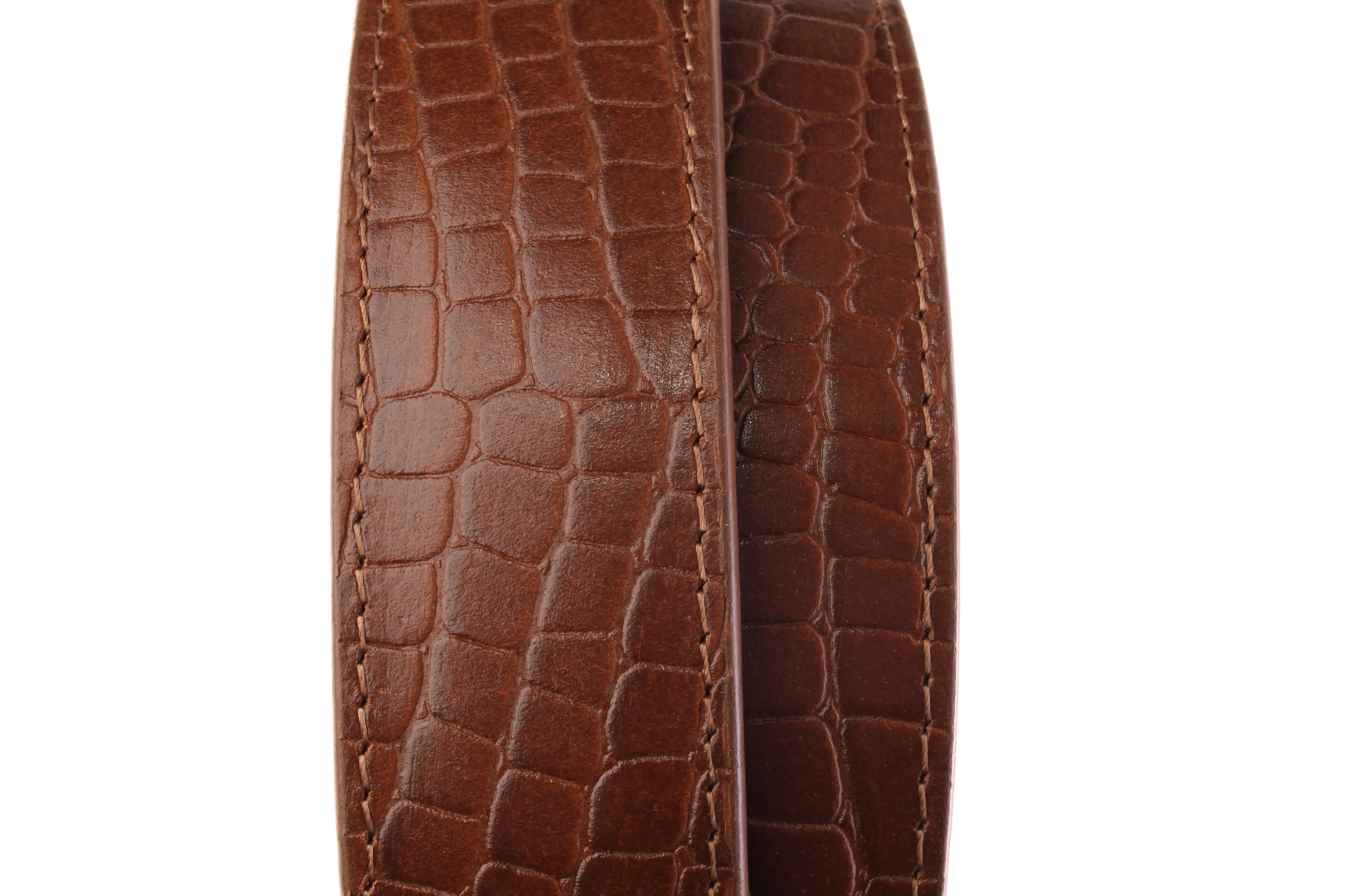 1.5" Light Brown Crocuffalo Vegetable Tanned Leather Strap