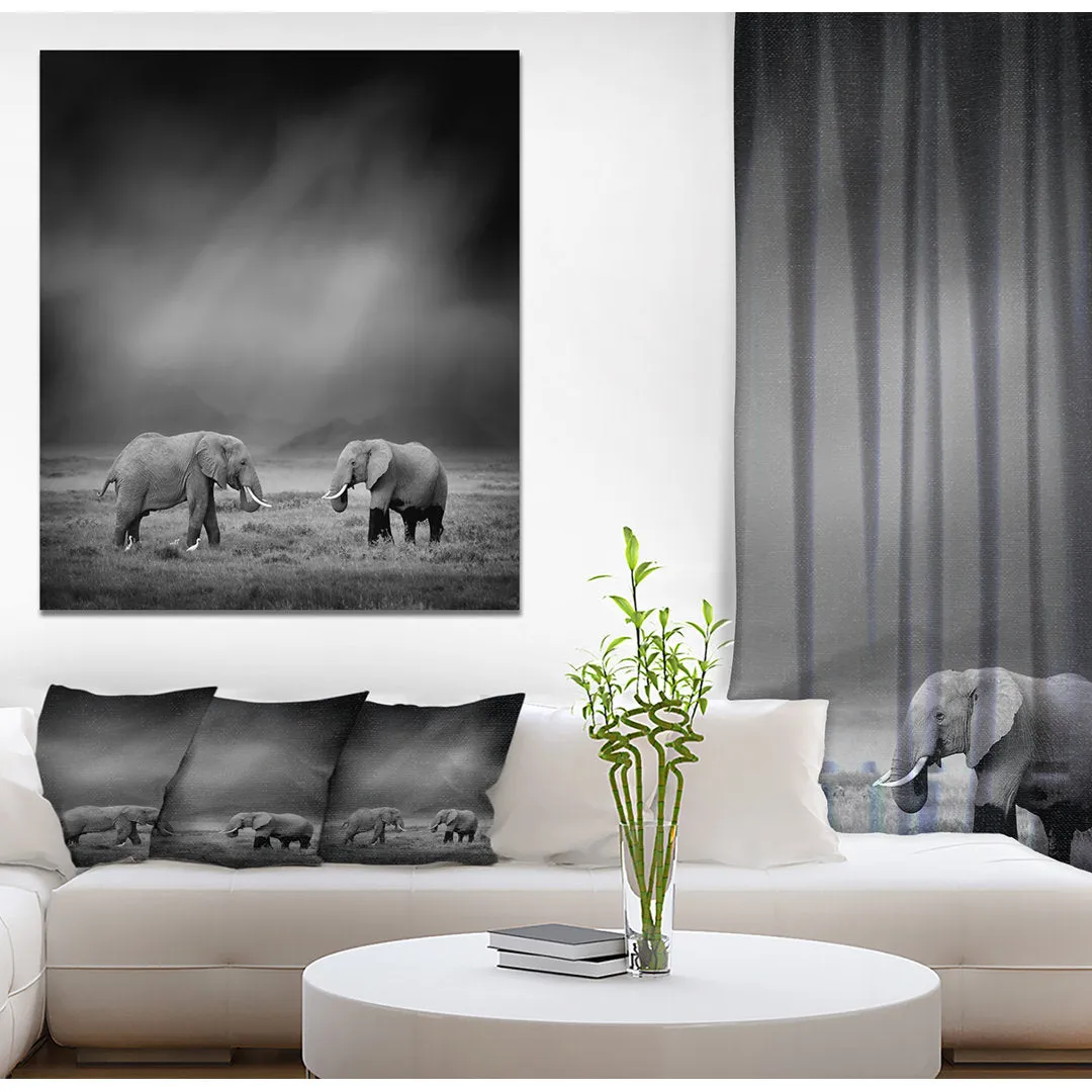 2 African Elephant in Dark Artwork' Graphic Art Print on Wrapped Canvas East Urban Home Size: 40" H x 30" W x 1.5" D
