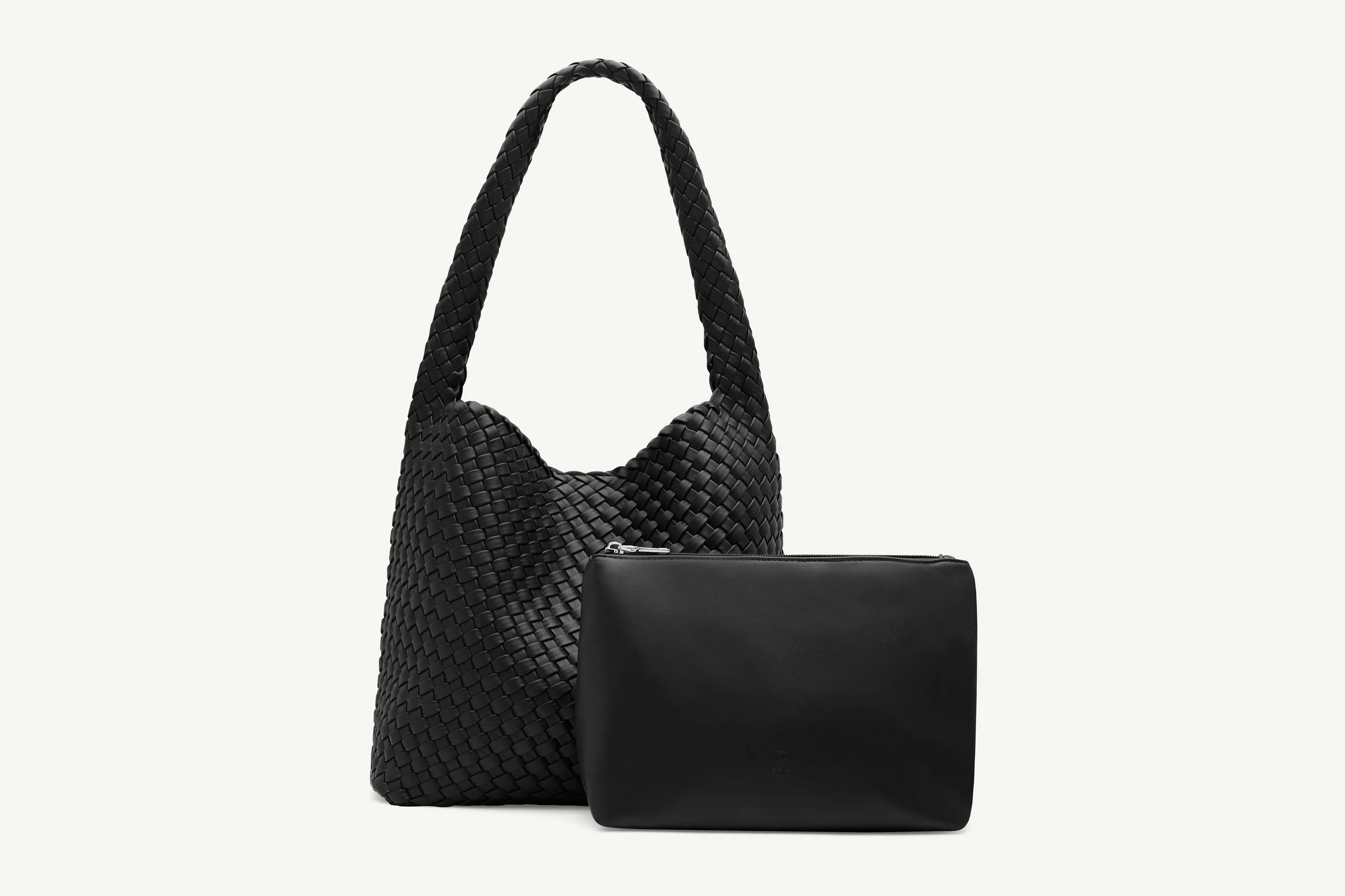 20.57 Black Recycled Alt-Leather Woven Large Tote