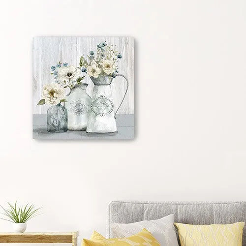 20" Rustic Flowers Canvas Wall Art