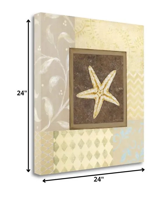 24" Starfish with Multi-Pattern Background Giclee Wrap Canvas Wall Art