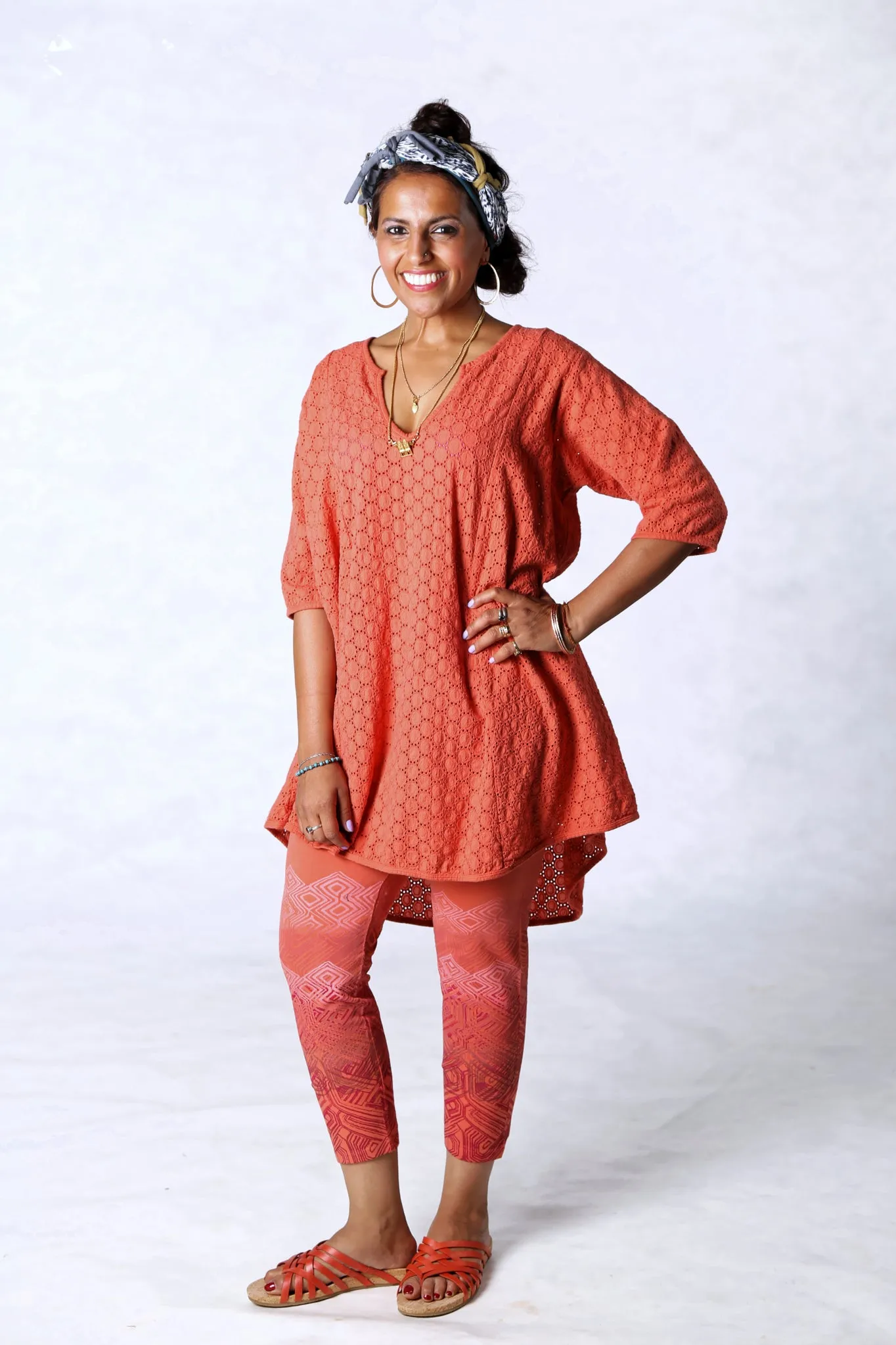 3167 Cropped Legging-Coral-P