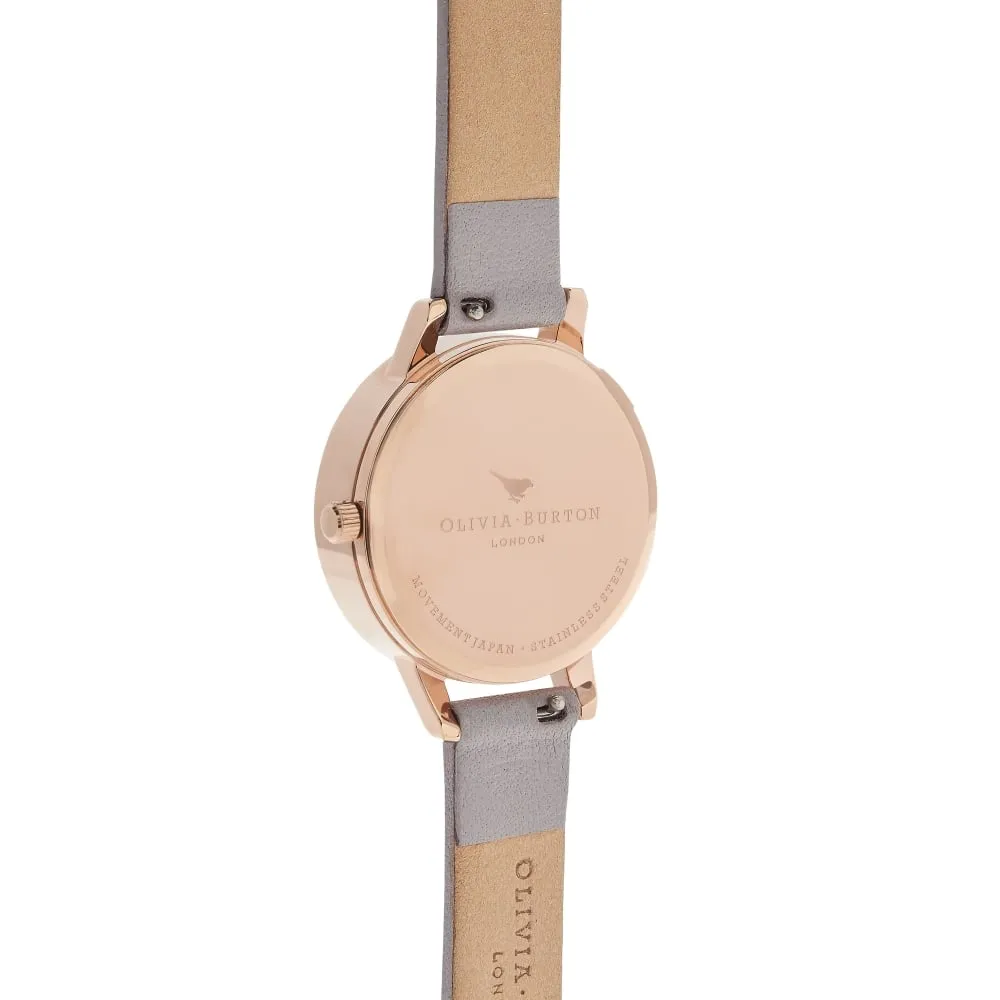 3D Bee Abstract Florals Midi Dial Grey Lilac and Rose Gold Watch