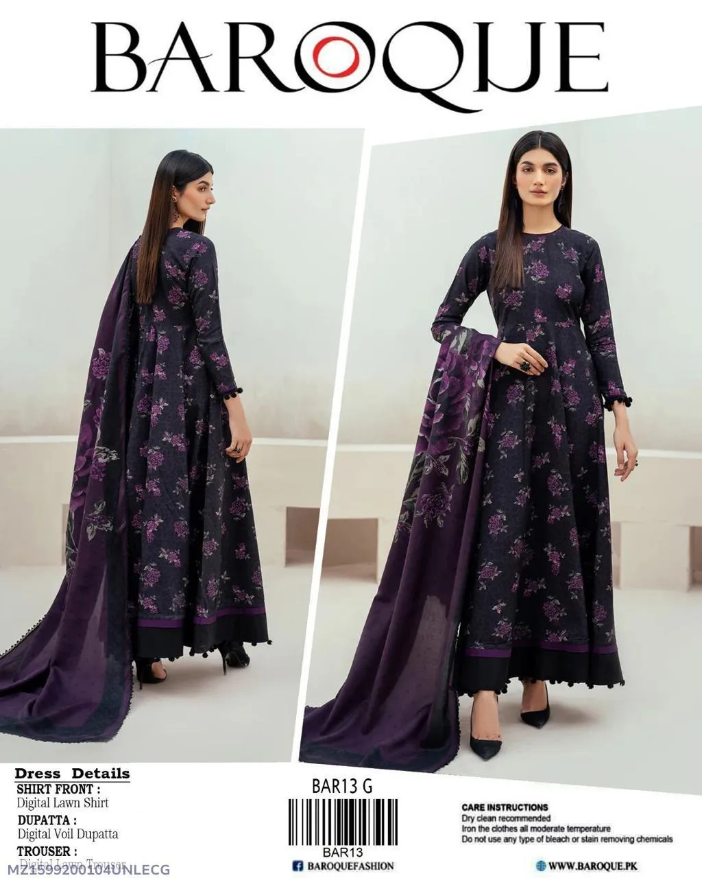 3pcs Women's Unstitched Affordable Lawn Printed Suit