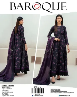 3pcs Women's Unstitched Affordable Lawn Printed Suit