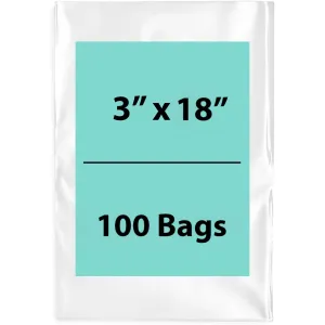 3X18 inches Clear Flat Poly Bags 3Mil Open Top (LDPE)