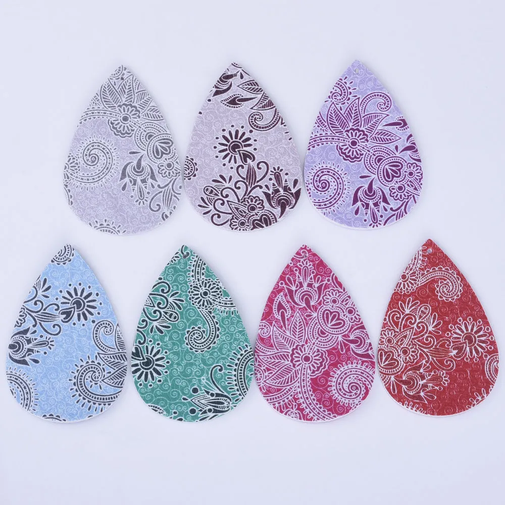 56*38*2mm Faux Leather Teardrop Charm Pendants with holes Vegan Leather Teardrop earring shapes DIY jewelry 4pcs 102462