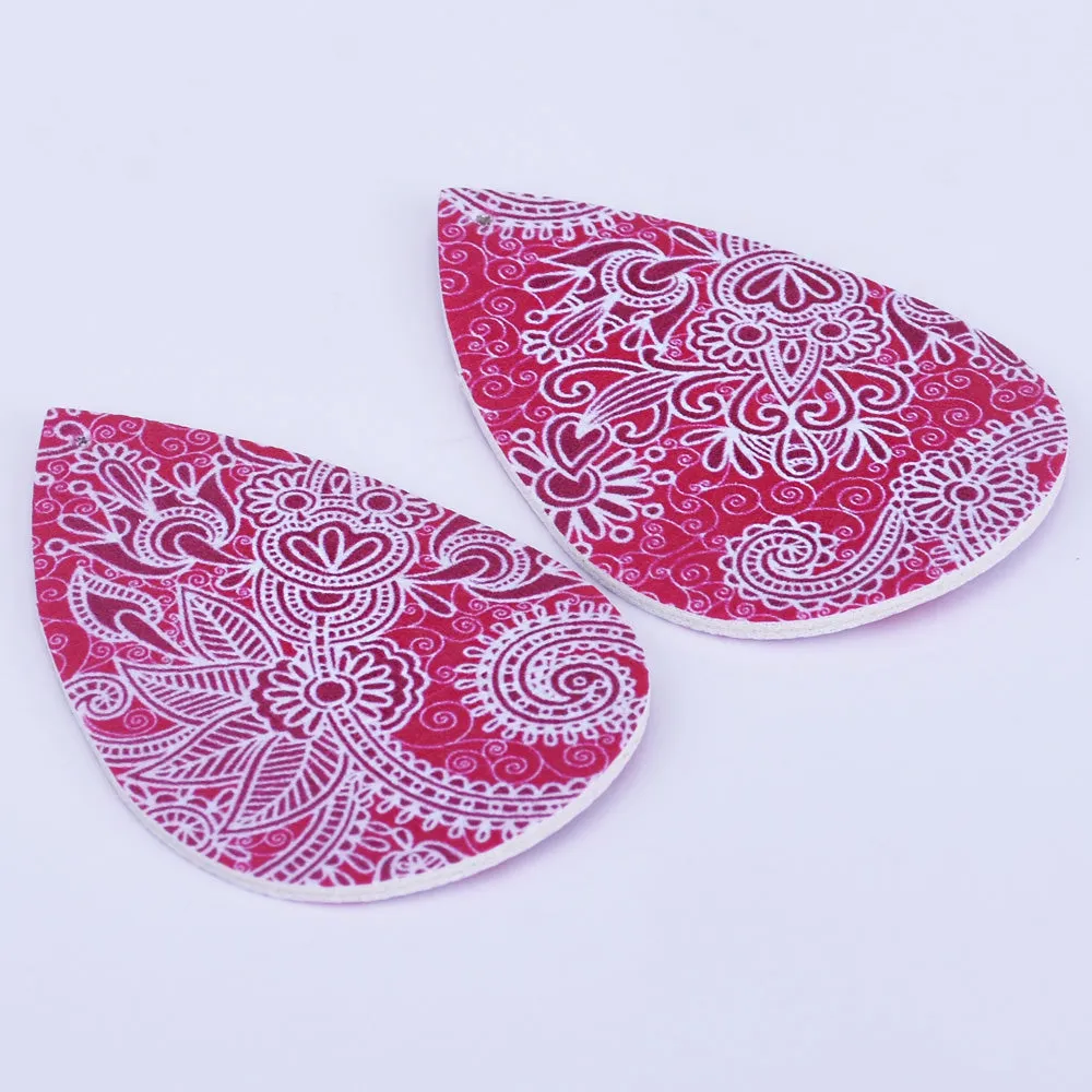 56*38*2mm Faux Leather Teardrop Charm Pendants with holes Vegan Leather Teardrop earring shapes DIY jewelry 4pcs 102462