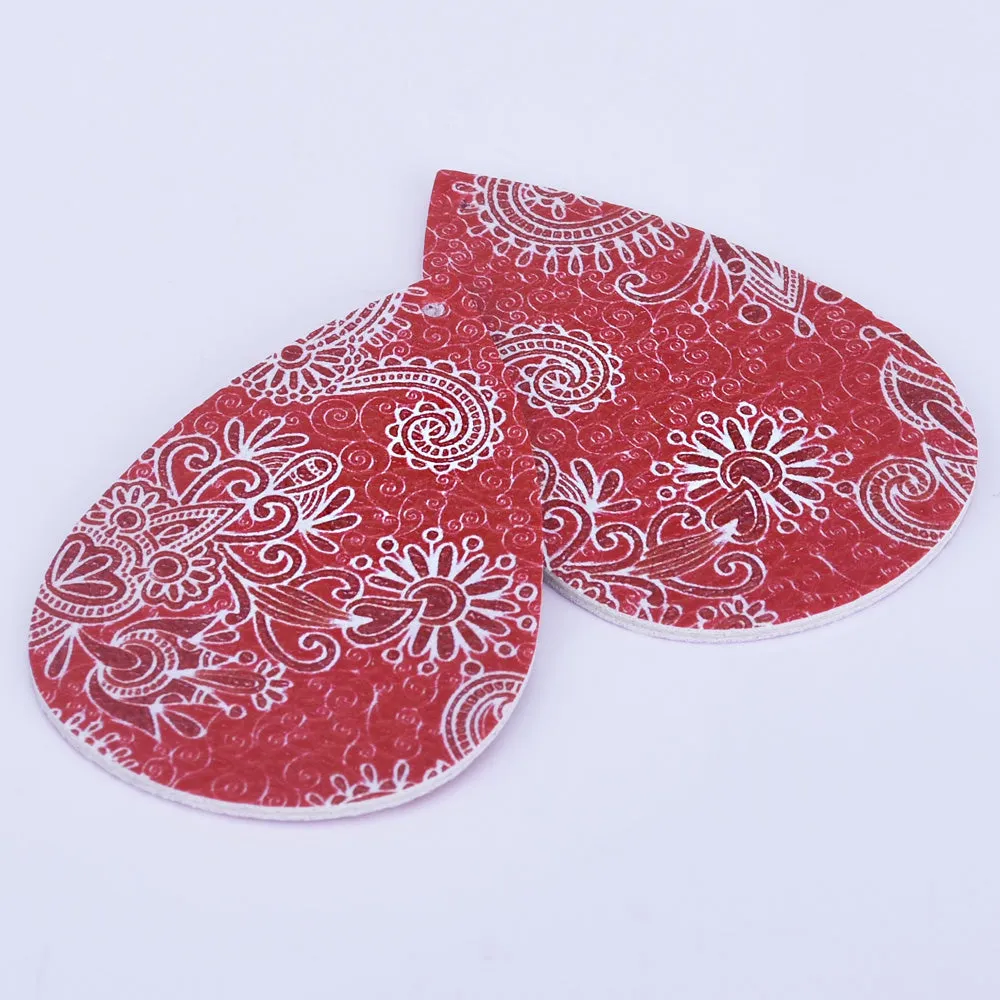 56*38*2mm Faux Leather Teardrop Charm Pendants with holes Vegan Leather Teardrop earring shapes DIY jewelry 4pcs 102462