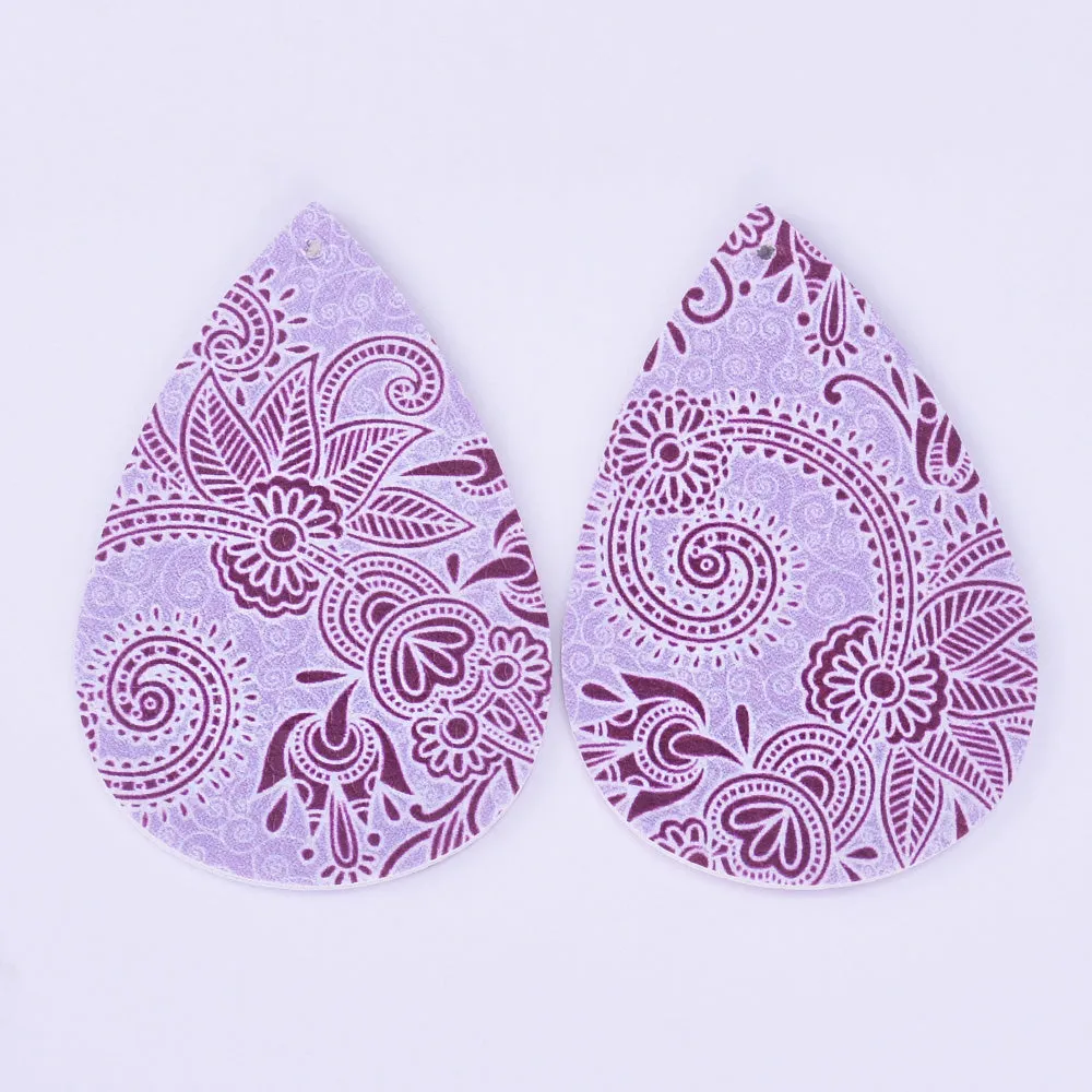 56*38*2mm Faux Leather Teardrop Charm Pendants with holes Vegan Leather Teardrop earring shapes DIY jewelry 4pcs 102462