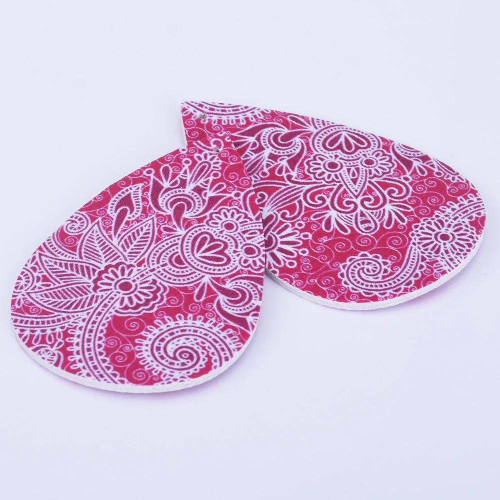 56*38*2mm Faux Leather Teardrop Charm Pendants with holes Vegan Leather Teardrop earring shapes DIY jewelry 4pcs 102462