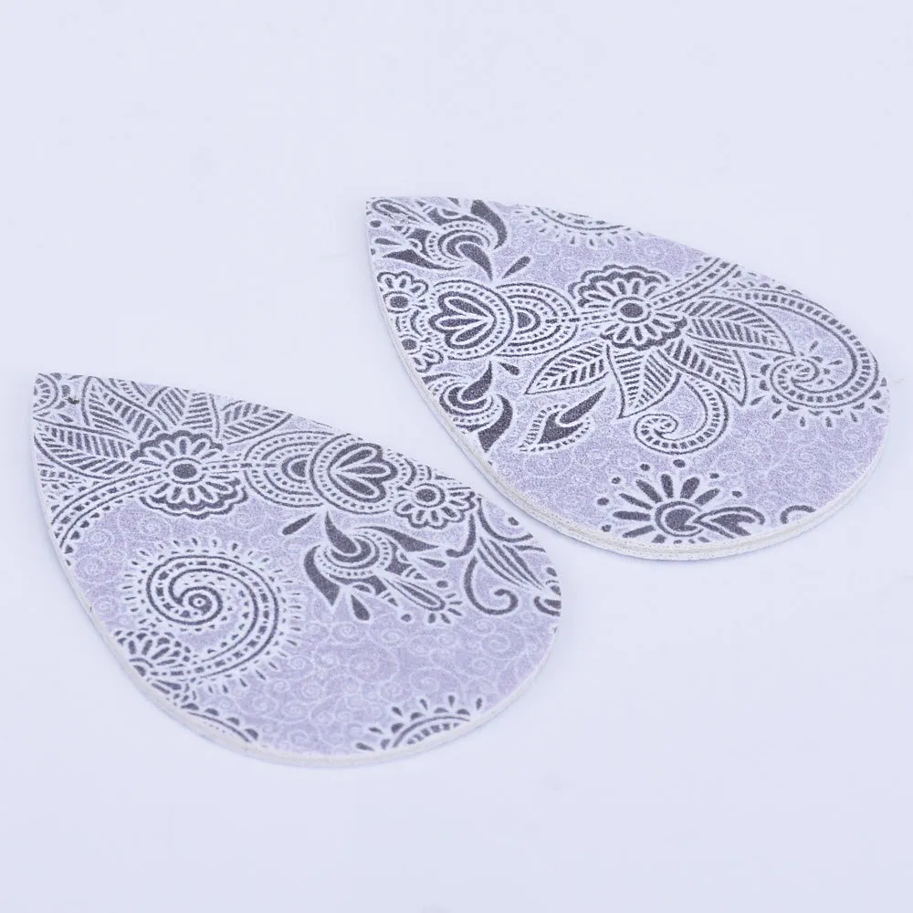 56*38*2mm Faux Leather Teardrop Charm Pendants with holes Vegan Leather Teardrop earring shapes DIY jewelry 4pcs 102462