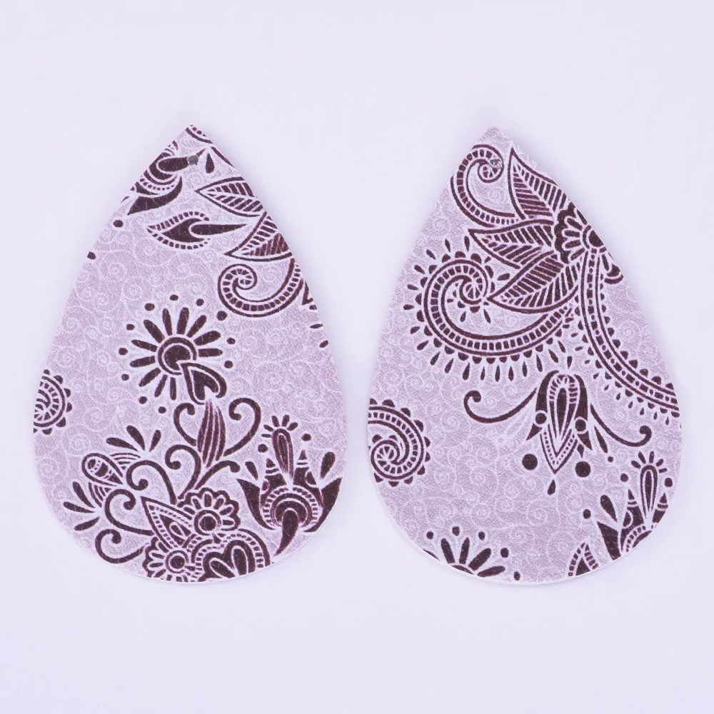 56*38*2mm Faux Leather Teardrop Charm Pendants with holes Vegan Leather Teardrop earring shapes DIY jewelry 4pcs 102462
