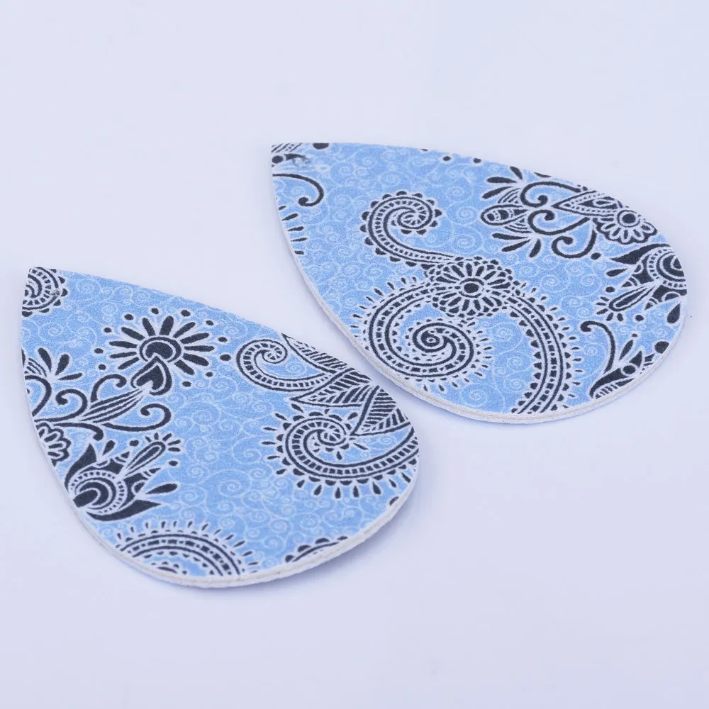 56*38*2mm Faux Leather Teardrop Charm Pendants with holes Vegan Leather Teardrop earring shapes DIY jewelry 4pcs 102462