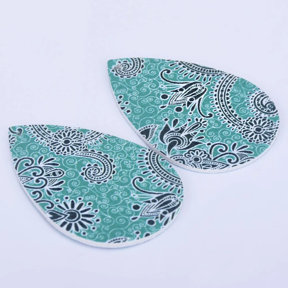 56*38*2mm Faux Leather Teardrop Charm Pendants with holes Vegan Leather Teardrop earring shapes DIY jewelry 4pcs 102462
