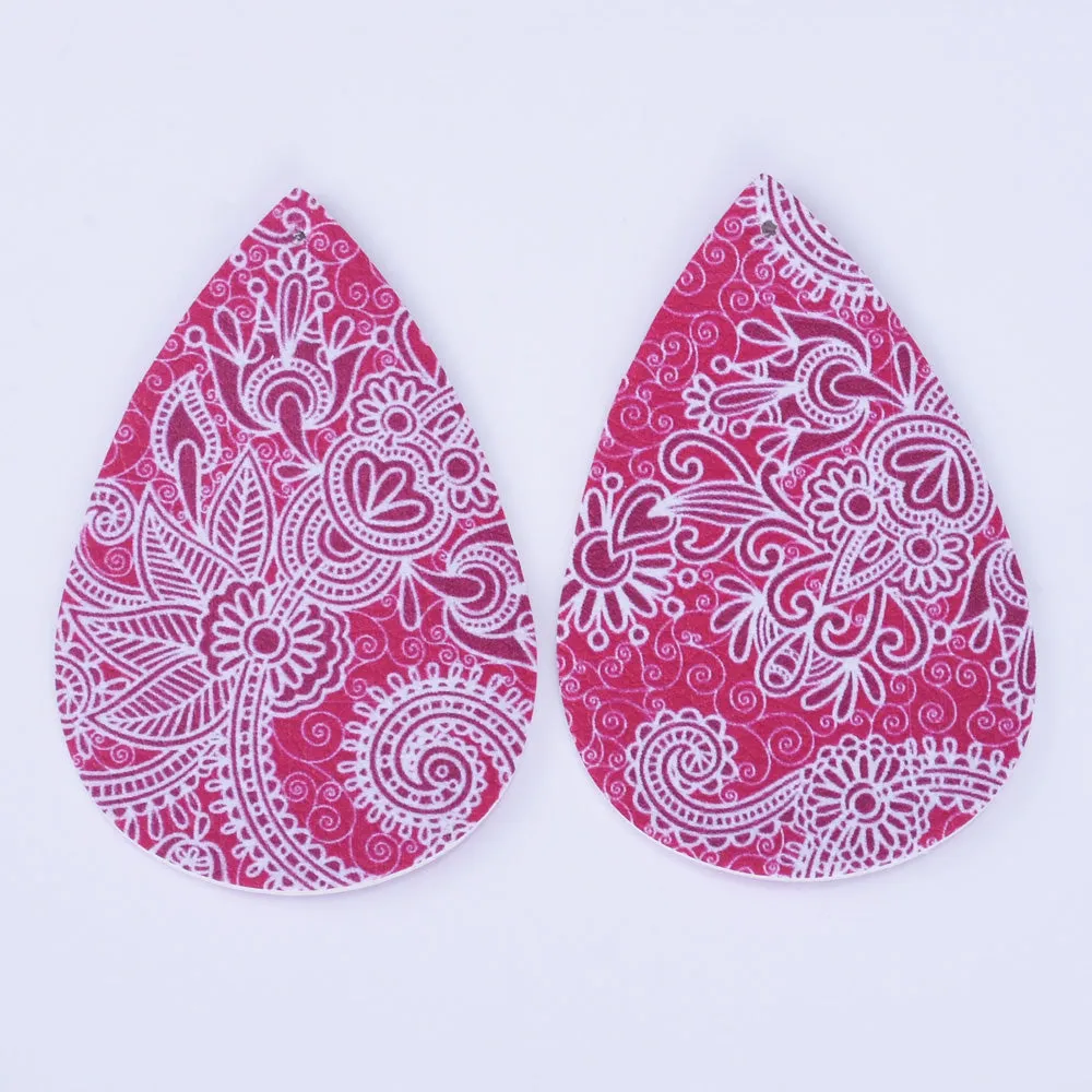 56*38*2mm Faux Leather Teardrop Charm Pendants with holes Vegan Leather Teardrop earring shapes DIY jewelry 4pcs 102462