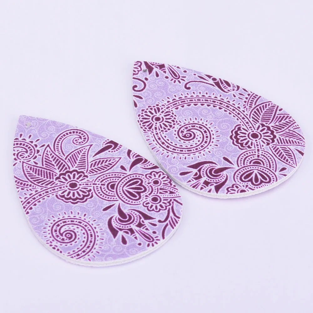 56*38*2mm Faux Leather Teardrop Charm Pendants with holes Vegan Leather Teardrop earring shapes DIY jewelry 4pcs 102462
