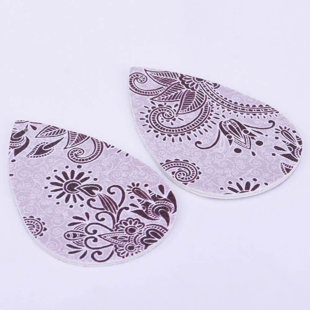 56*38*2mm Faux Leather Teardrop Charm Pendants with holes Vegan Leather Teardrop earring shapes DIY jewelry 4pcs 102462