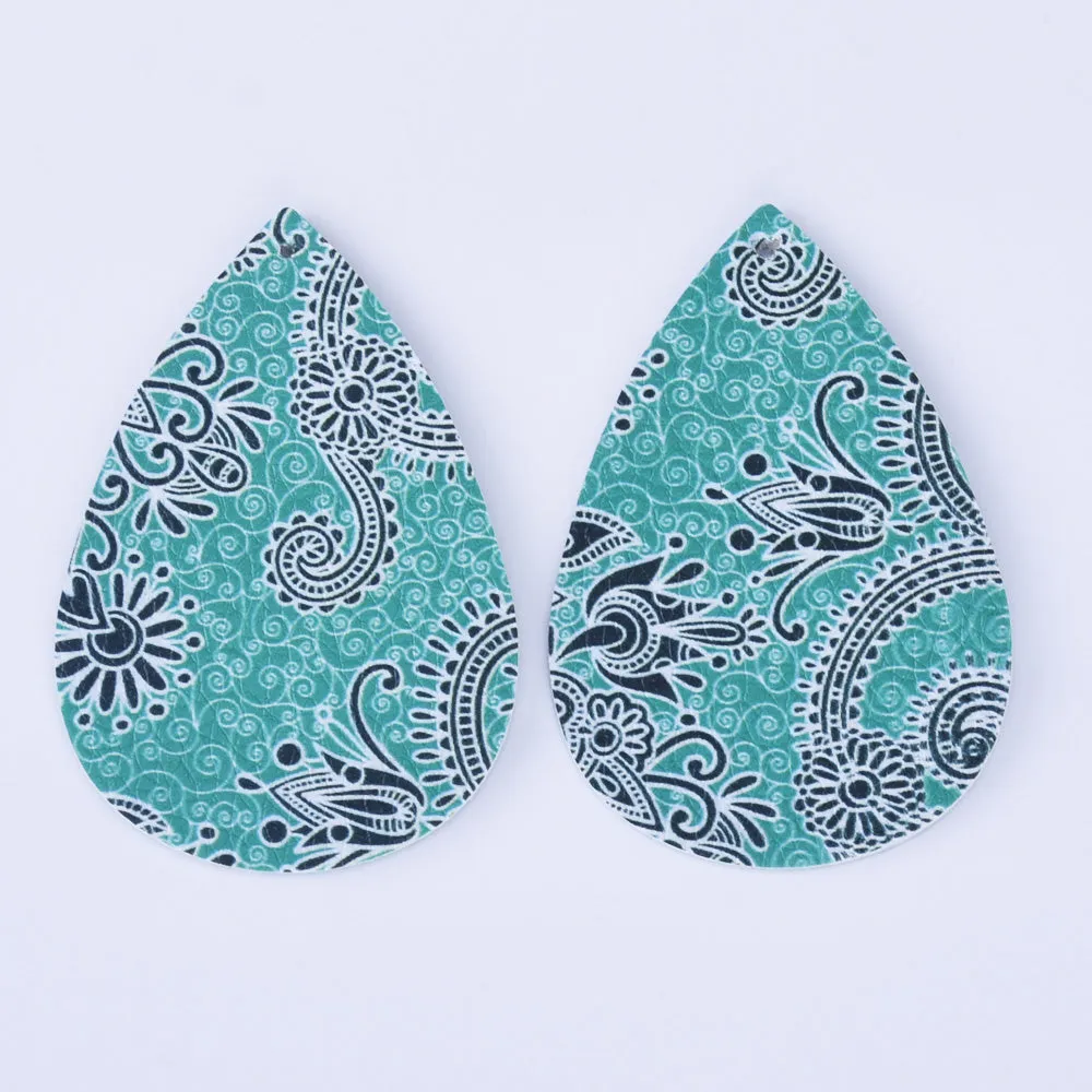 56*38*2mm Faux Leather Teardrop Charm Pendants with holes Vegan Leather Teardrop earring shapes DIY jewelry 4pcs 102462