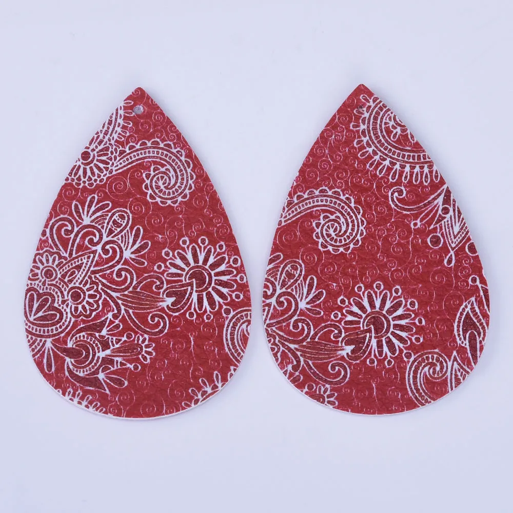 56*38*2mm Faux Leather Teardrop Charm Pendants with holes Vegan Leather Teardrop earring shapes DIY jewelry 4pcs 102462
