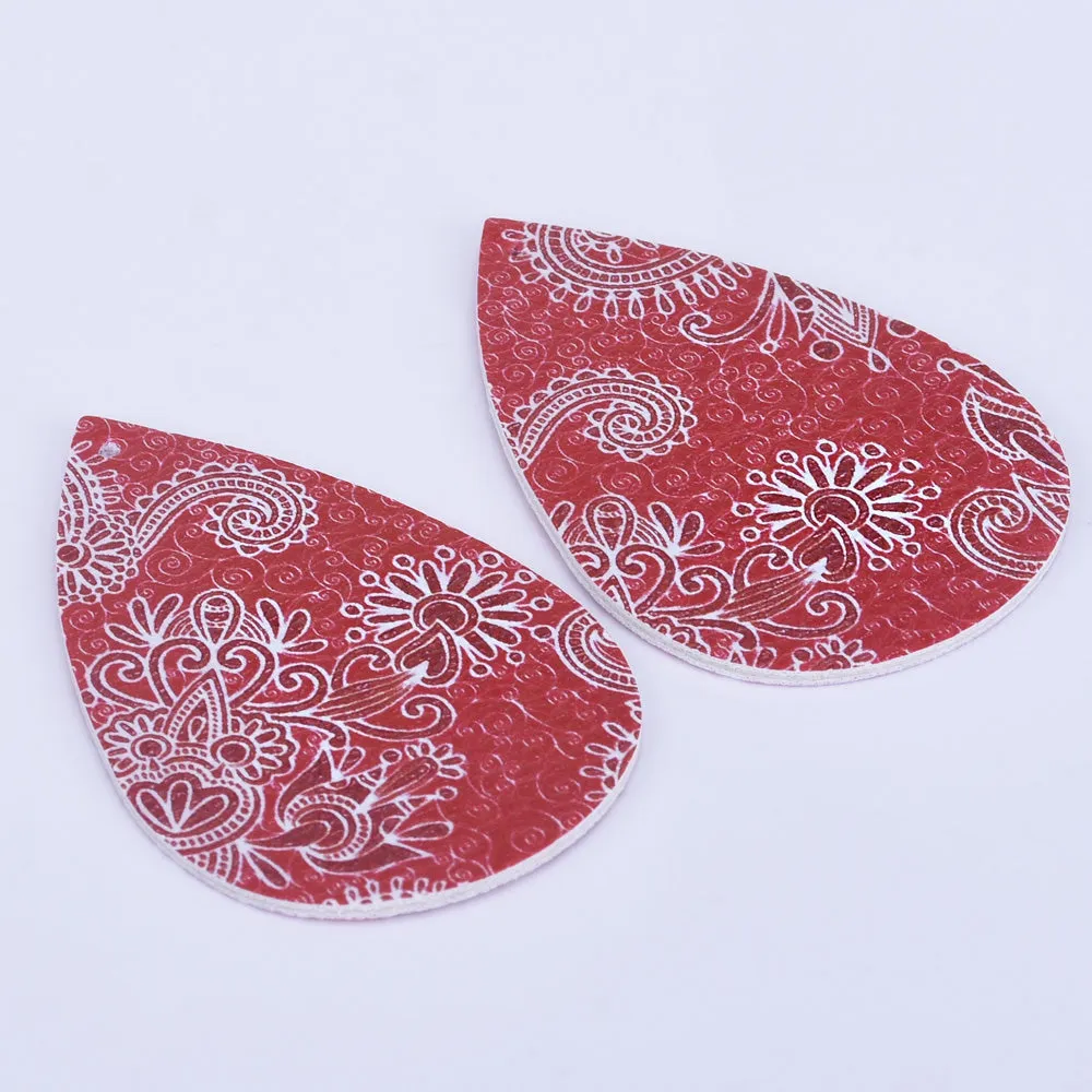 56*38*2mm Faux Leather Teardrop Charm Pendants with holes Vegan Leather Teardrop earring shapes DIY jewelry 4pcs 102462