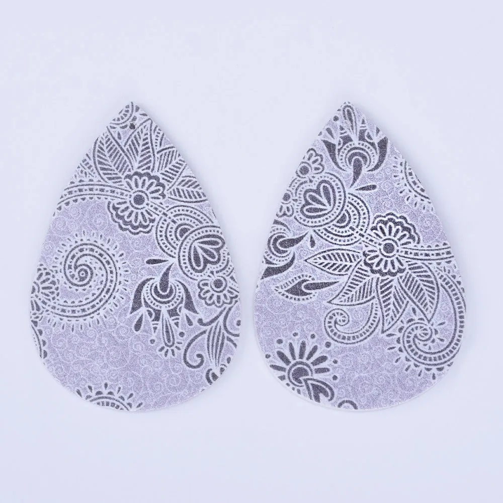 56*38*2mm Faux Leather Teardrop Charm Pendants with holes Vegan Leather Teardrop earring shapes DIY jewelry 4pcs 102462