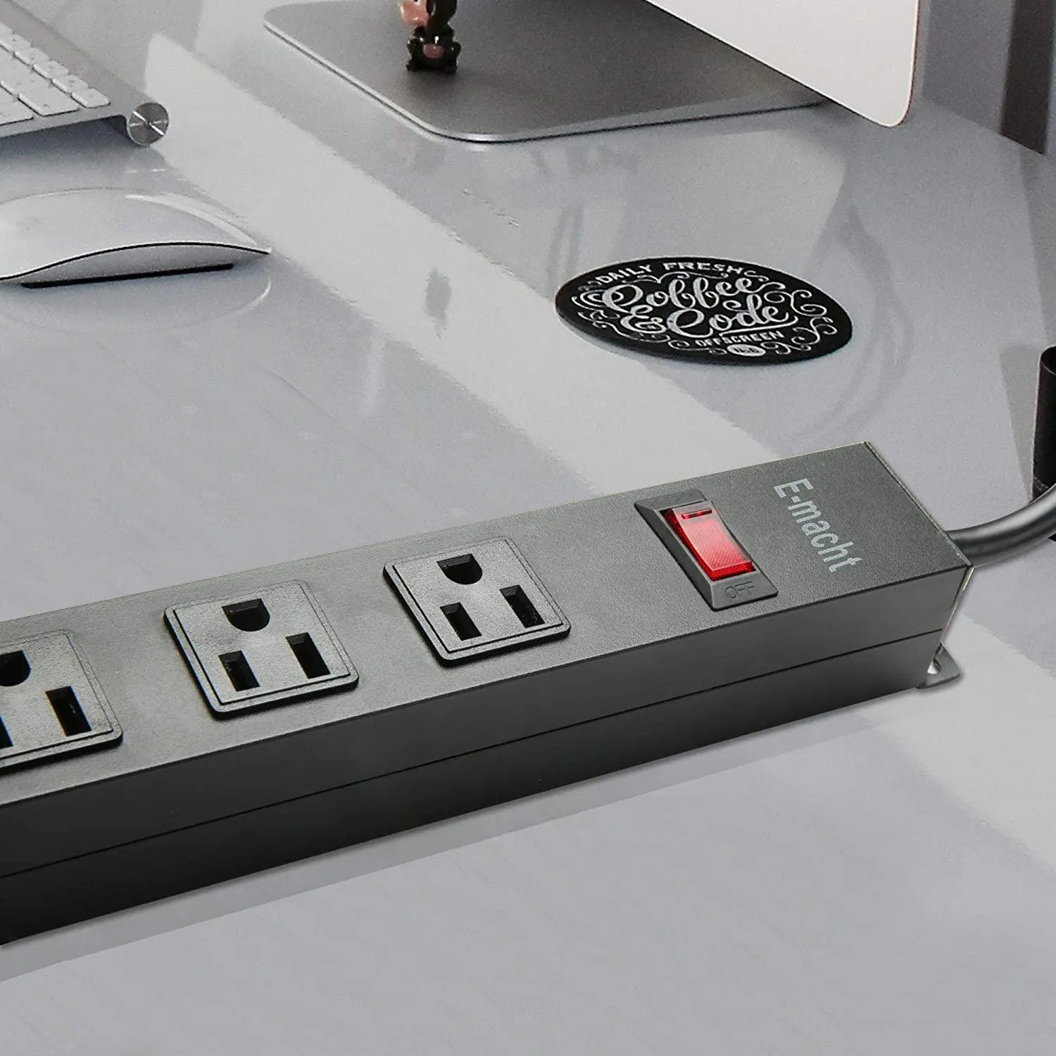 6 Outlet Heavy Duty Power Strip 2 Pack Metal Power Outlet