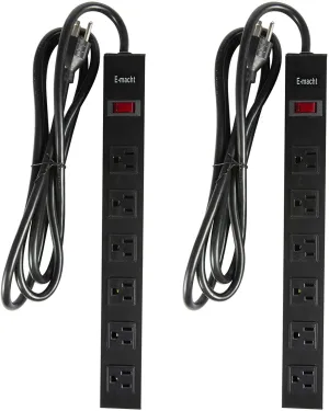 6 Outlet Heavy Duty Power Strip 2 Pack Metal Power Outlet