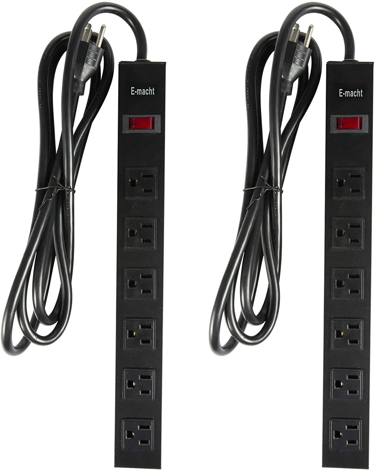 6 Outlet Heavy Duty Power Strip 2 Pack Metal Power Outlet