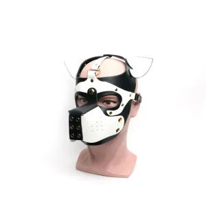 665 - Bondage Puppy Play Hood - PU Leer - One Size - Zwart/Wit