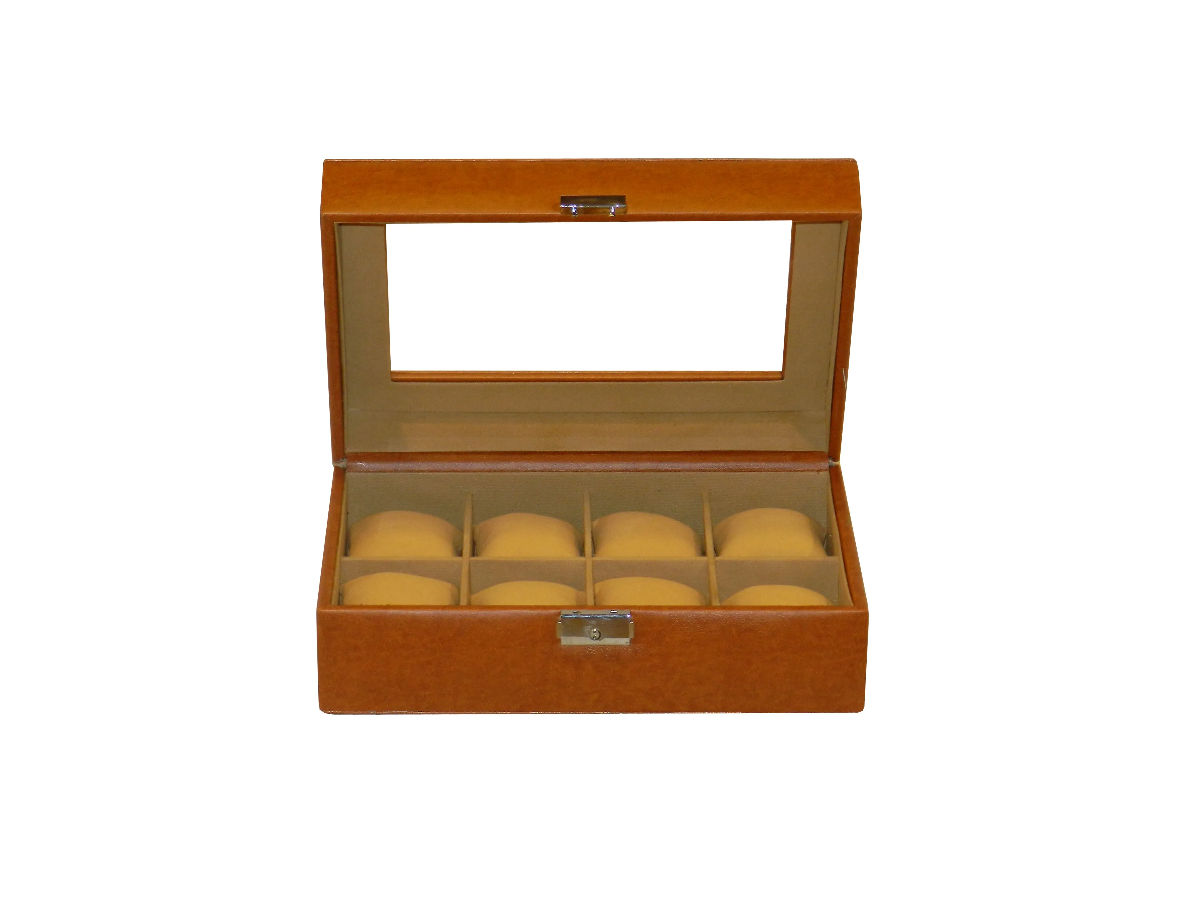 8 Slot Vegan Leather  Watch Box with Glass Top