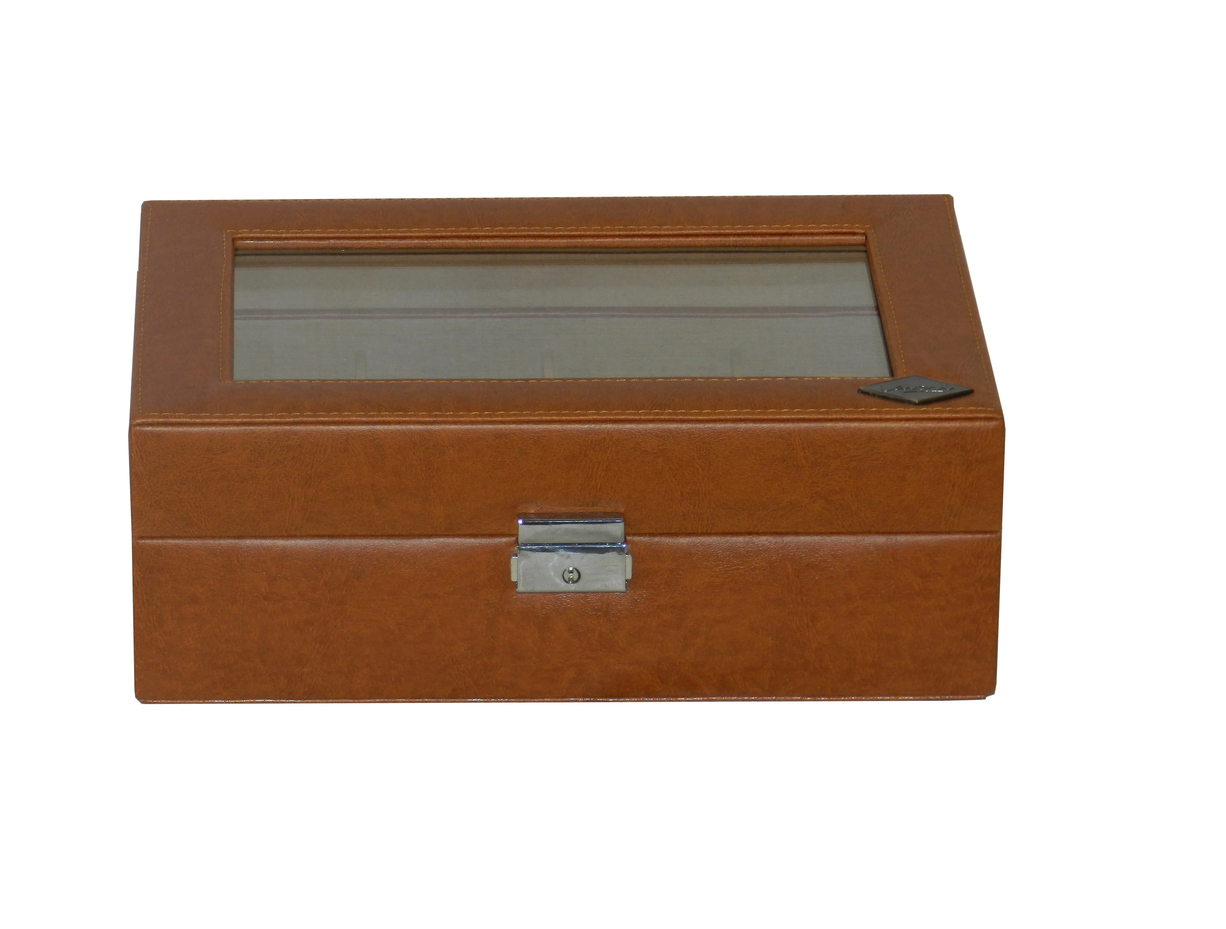 8 Slot Vegan Leather  Watch Box with Glass Top