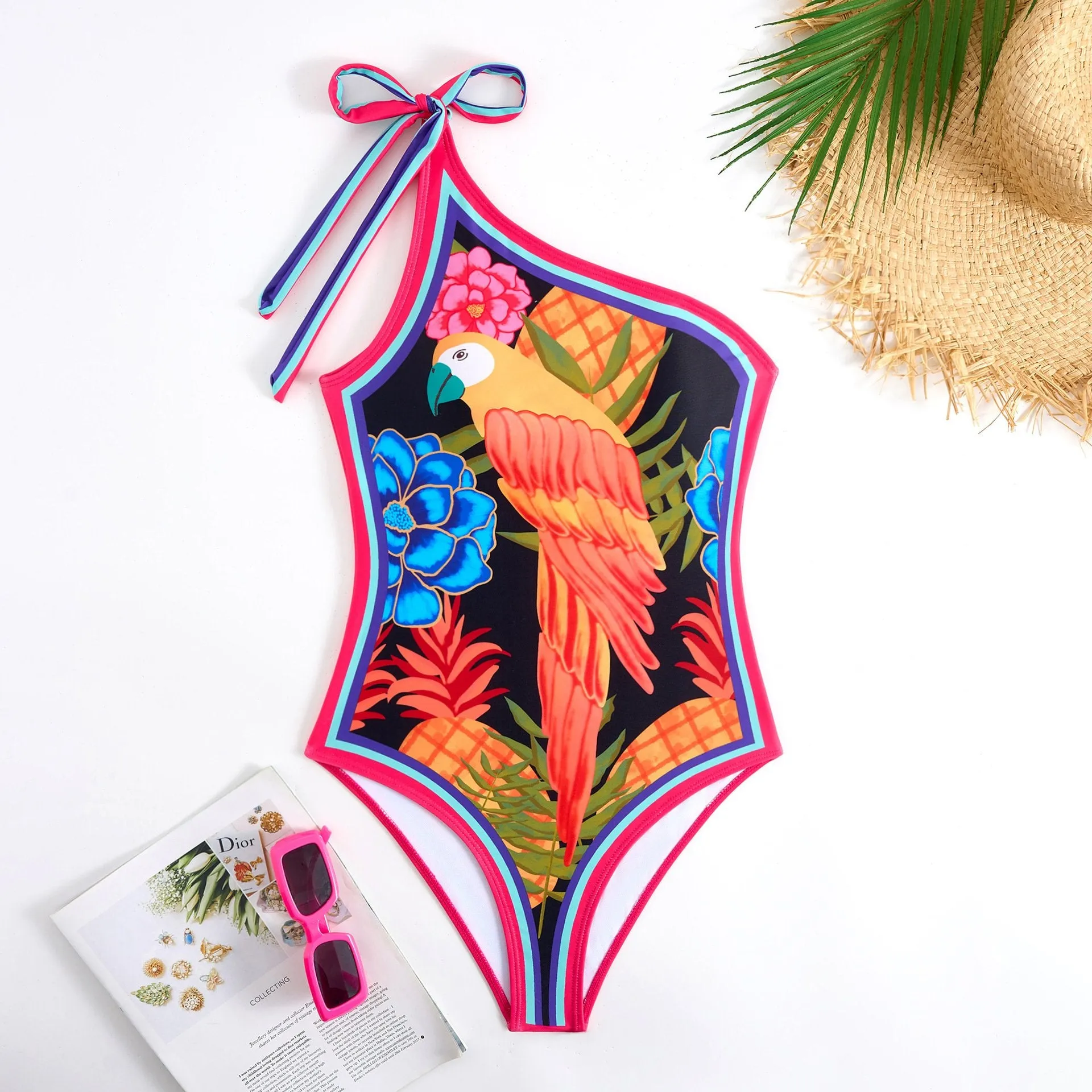 84Volt  Parrot Pattern Printed Skirt Swimsuit Set - As shown / S